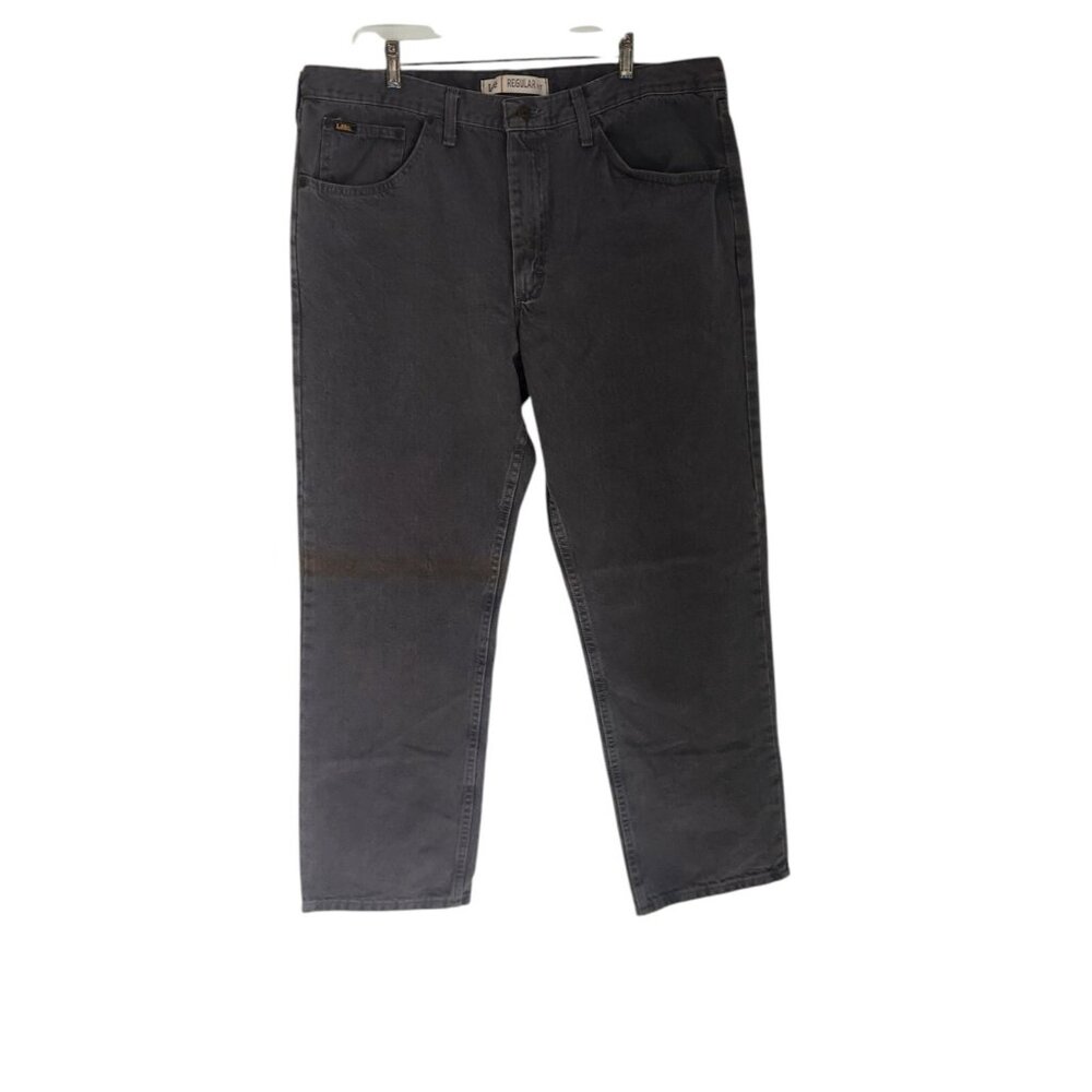 Lee Jeans Regular Fit Denim Straight Leg Mens 40x30 Gray Charcoal Cotton‎ EUC